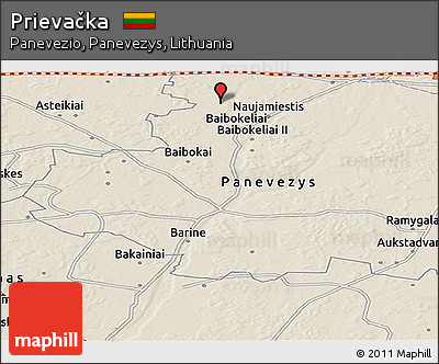 Shaded Relief Panoramic Map of Prievačka