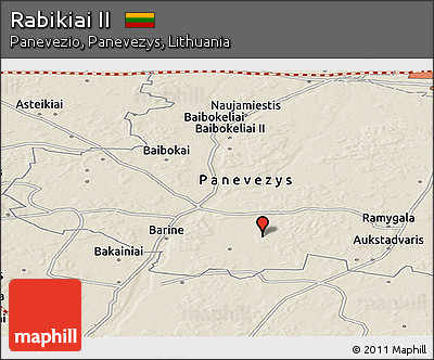 Shaded Relief Panoramic Map of Rabikiai II
