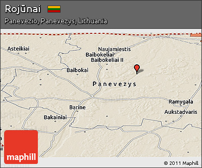 Shaded Relief Panoramic Map of Rojūnai