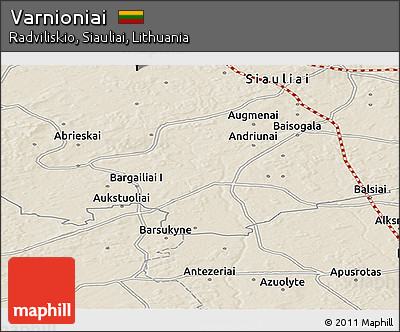 Shaded Relief Panoramic Map of Varnioniai