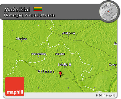 Physical 3D Map of Mažeikiai