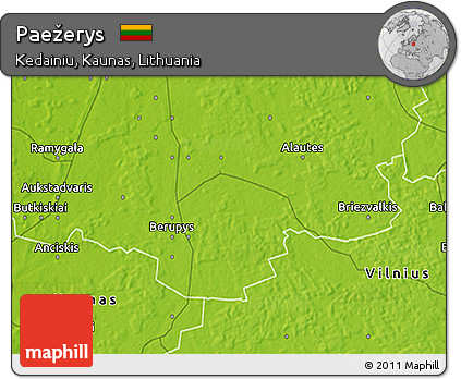 Physical 3D Map of Paežerys