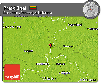 Physical 3D Map of Praščiūnai