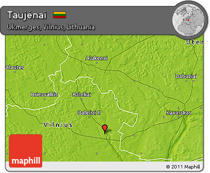 Physical 3D Map of Taujėnai