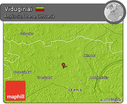 Physical 3D Map of Vidugiriai