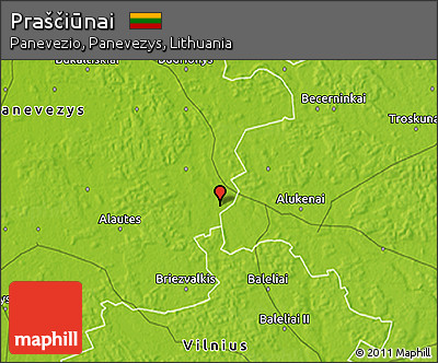 Physical 3D Map of Praščiūnai