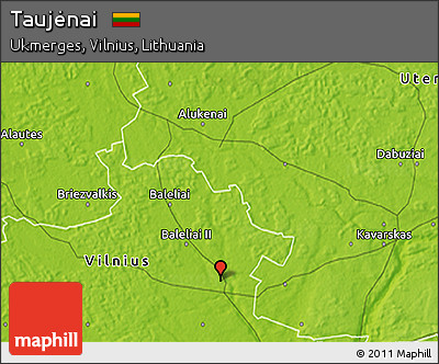 Physical 3D Map of Taujėnai