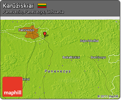 Physical 3D Map of Karūžiškiai