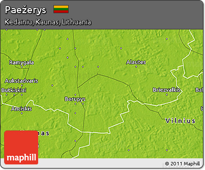 Physical 3D Map of Paežerys