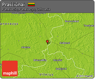 Physical 3D Map of Praščiūnai