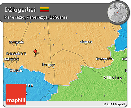 Political 3D Map of Džiugailiai