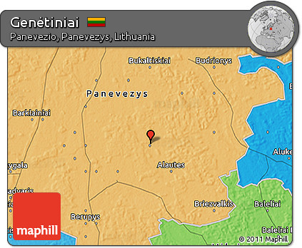 Political 3D Map of Genėtiniai