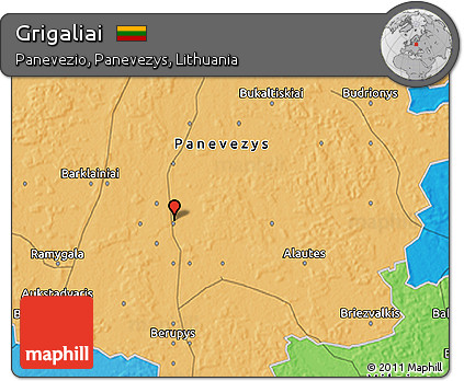 Political 3D Map of Grigaliai
