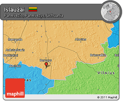 Political 3D Map of Išlaužai
