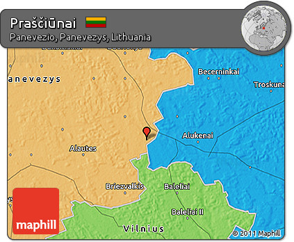 Political 3D Map of Praščiūnai