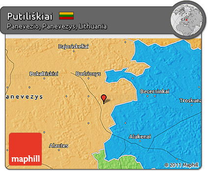 Political 3D Map of Putiliškiai