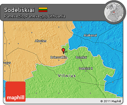 Political 3D Map of Sodeliškiai
