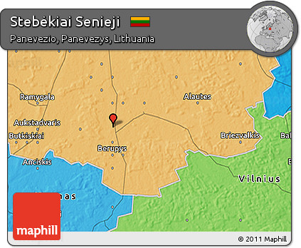 Political 3D Map of Stebėkiai Senieji
