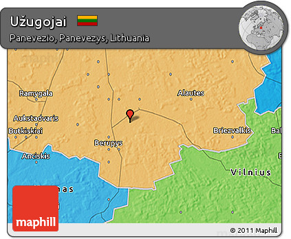 Political 3D Map of Užugojai