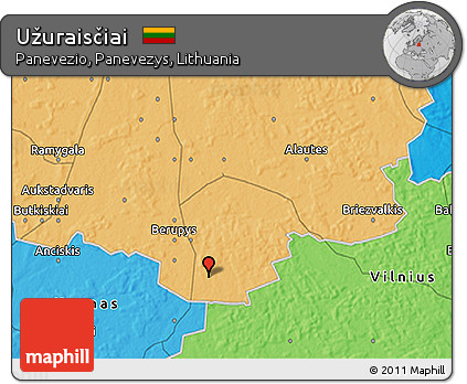 Political 3D Map of Užuraisčiai