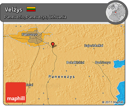 Political 3D Map of Velžys
