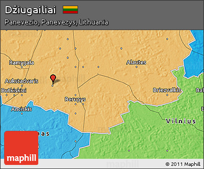 Political 3D Map of Džiugailiai