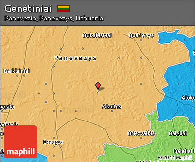 Political 3D Map of Genėtiniai