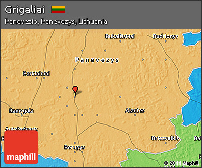 Political 3D Map of Grigaliai