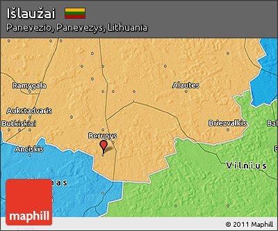 Political 3D Map of Išlaužai