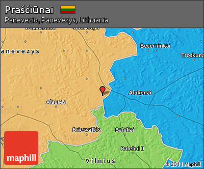 Political 3D Map of Praščiūnai