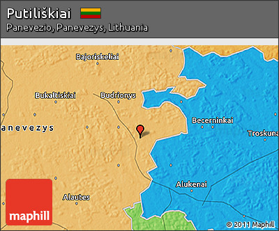 Political 3D Map of Putiliškiai