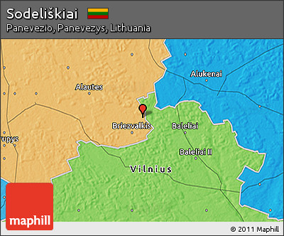 Political 3D Map of Sodeliškiai
