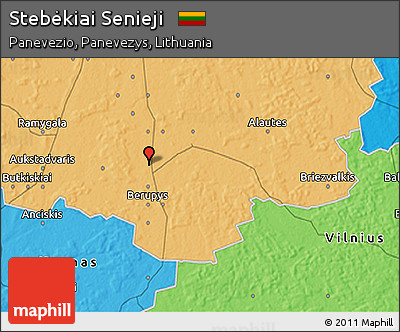Political 3D Map of Stebėkiai Senieji