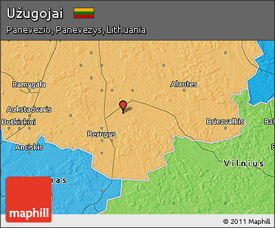 Political 3D Map of Užugojai