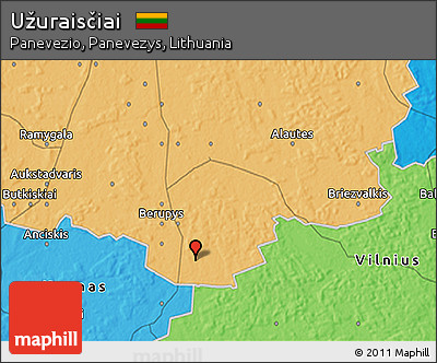 Political 3D Map of Užuraisčiai