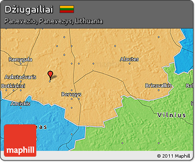 Political 3D Map of Džiugailiai
