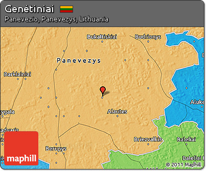 Political 3D Map of Genėtiniai