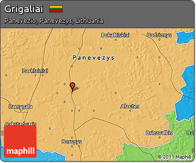 Political 3D Map of Grigaliai