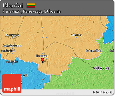 Political 3D Map of Išlaužai
