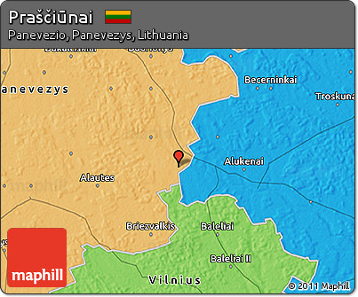 Political 3D Map of Praščiūnai