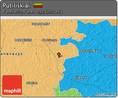 Political 3D Map of Putiliškiai