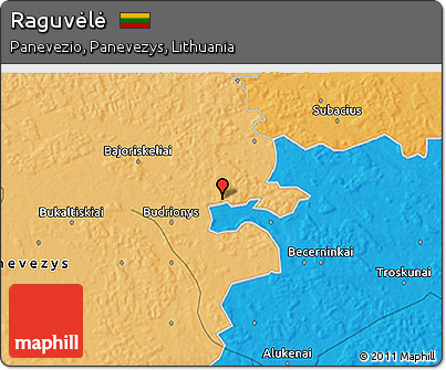Political 3D Map of Raguvėlė