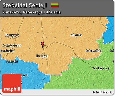 Political 3D Map of Stebėkiai Senieji