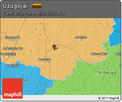 Political 3D Map of Užugojai