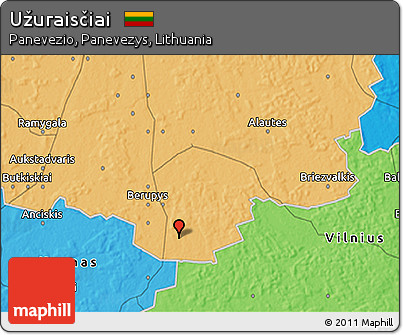 Political 3D Map of Užuraisčiai