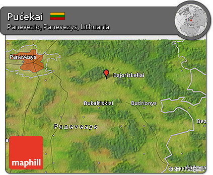 Satellite 3D Map of Pučekai