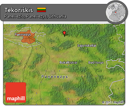 Satellite 3D Map of Tekoriškis