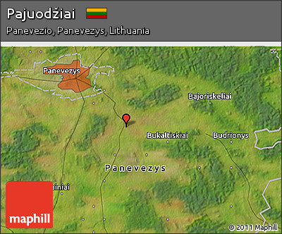 Satellite 3D Map of Pajuodžiai