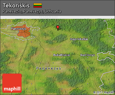 Satellite 3D Map of Tekoriškis