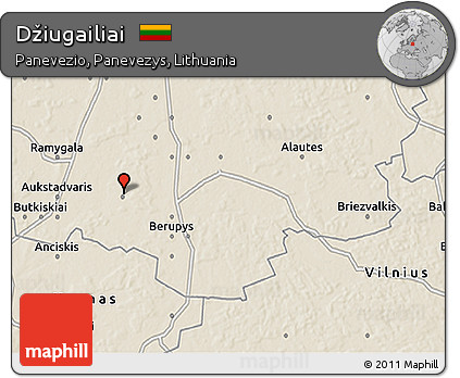 Shaded Relief 3D Map of Džiugailiai
